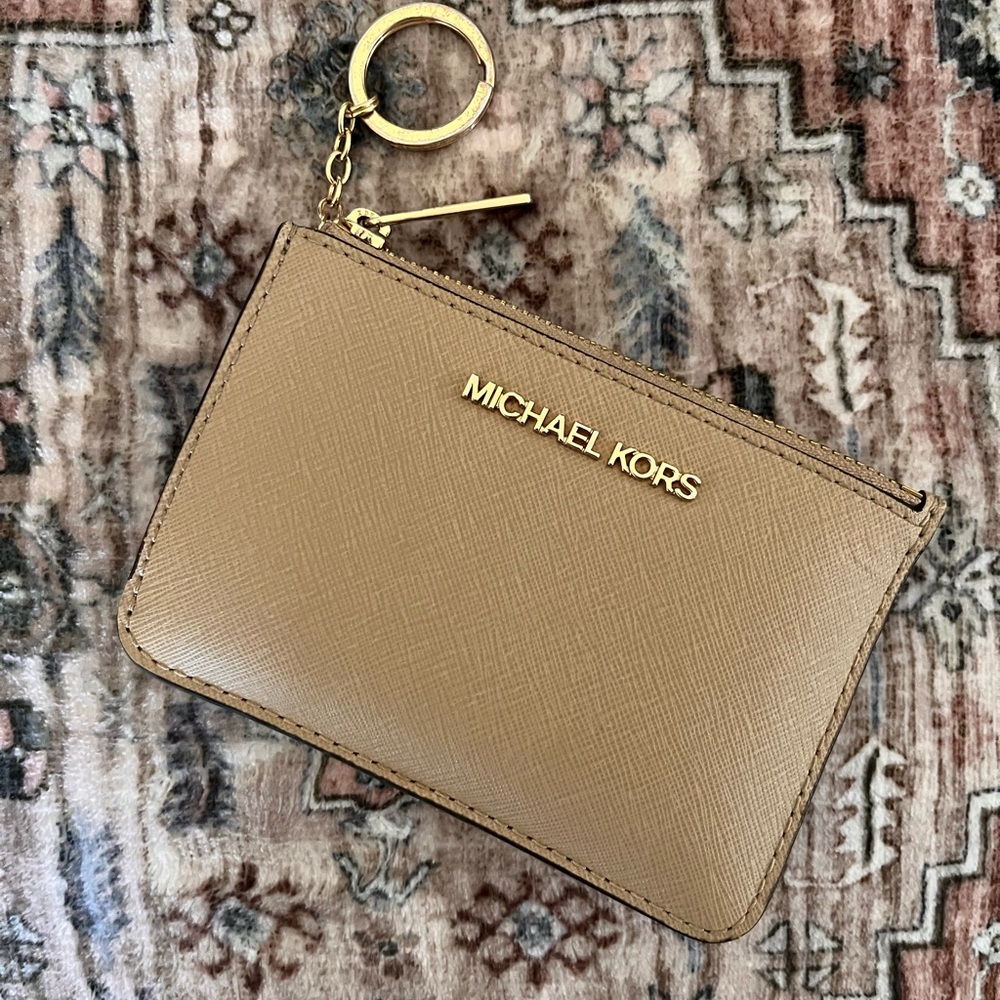 Michael Kors Tan Leather Keychain Wallet
